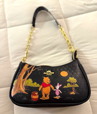 Coach Disney Winnie the Pooh Black Small Shoulder Bag Purse w/ Chain Strap picture