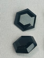 Vintage Black Glass Large Geometric Buttons Set Of 6 picture