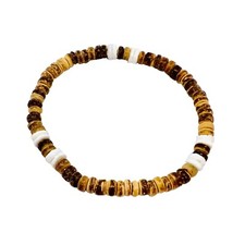 Hawaiian Light Brown Coconut Puka Shell Elastic Maui Surfer Bracelet Hawaii picture
