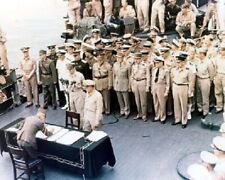 Japanese Officers signing Instrument of Surrender USS Missouri 8x10 Photo 661 picture