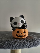 Skeleton Cat in Jack-O-Lantern Pumpkin Figurine 3D Printed Halloween Decor 8cm picture