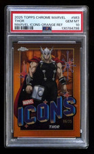 2025 Topps Chrome Marvel Icons Thor /25 Orange Refractor #MI3 PSA 10 picture