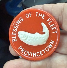 Vtg 60s - 70s Provincetown P-Town Blessing of the Fleet Pin ~ Plastic Orange picture