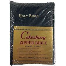 Vintage Cokesbury Zipper Bible - Black CO-1BZ Revised Standard Version Cross picture