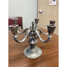 Vintage Just Andersen Pewter Candelabra – 5-Arm Art Deco Candle Holder picture