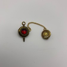 Vintage Indiana University Pin Key Guard Chain Red Stone IU Seal Gold Tone picture