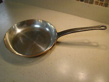 Vtg Mint 9 1/2” Copper Tin Lined Sauté/Fry Pan Brass Handle Made In France picture