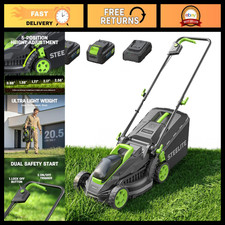 STEELITE 20V 13-Inch Electric Lawn Mower with 2 x 4.0Ah Batteries & Charger, Bat picture