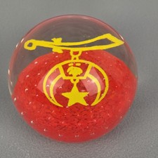 Vintage Gentile Glass Star City Masonic Shrine Grotto Emblem Paperweight Red picture