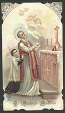 Holy card antique de San Andres Avelino santino andachtsbild image pieus picture