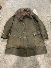 Vintage WW2 Swedish Army M1909 Sheepskin Lined Canvas Field Coat Jacket L picture