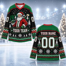 Personalized Christmas Hockey Jersey All Over Print S- 5XL All Size MO1036 picture