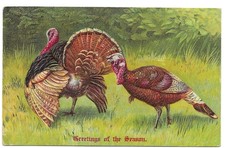 1907Greetings of the Season Thanksgiving embossed postcard-German wavy 1 cancel picture