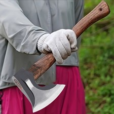 Professional 12.01-inch Backyard Axe, Carbon Steel Forged Axe with Wooden Handle picture