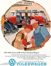 Volkswagen Station Wagon DeLux BUS Roadside Produce Stand PUMPKIN 1958 Print Ad picture
