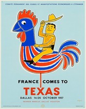 🇫🇷 France Comes to Texas 1957 Poster 11x14” Rare Reprint 200gsm Paper🗞️ picture