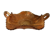 Antique Fenton Marigold Carnival Glass Persian Medallion Bonbon Dish picture
