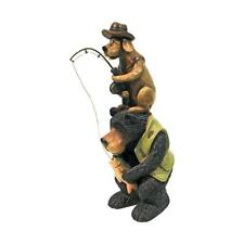 Wildlife Outdoor Best Buddies Black Bear & Dog Fishing Friends Garden Statue picture