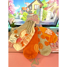 Hello Kitty Socks No Show Women’s Orange Fall Pumpkin Spice 2025 Sanrio 5 Pairs picture