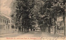1906 NEW YORK PHOTO POSTCARD: VIEW OF WASHINGTON ST, FROM FRONT ST. HEMPSTEAD NY picture
