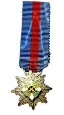Italy Order of Savoy 1st Class Miniature Medal Silver Gilt Enamel Ribbon 18mm picture