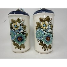 Vintage Tilso Ceramic Salt And Pepper Shakers Floral Flower Large picture