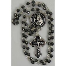 Damascene Silver Rosary Cross Virgin Mary Black Beads by Midas of Toledo Spain picture