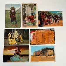 7 Vintage Native American Postcards Navajo Rug Weaving Symbols Adobe Dance Lot picture