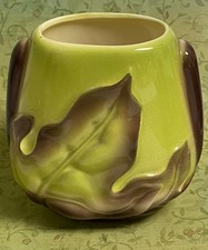 Vintage Royal Copely Light Green and Brown Harmony Leaf Ceramic Vase Planter picture