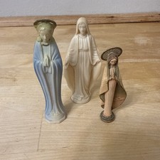 3 Vintage Small Plastic Madonna Figurines-Old Religious Catholic Church picture