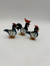 3 Vintage Adorable Miniature Glass Rooster & Chicken Figurines picture