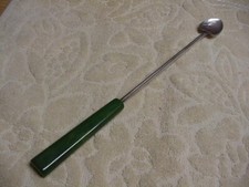 Vintage GREEN MARBLED Bakelite Iced Tea/Cocktail/Bar/Stirring Spoon HEART Design picture