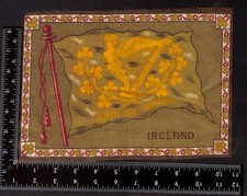 Antique c1910 Ireland Erin Go Bragh Harp Tobacco Felt Flannel Irish Flag picture