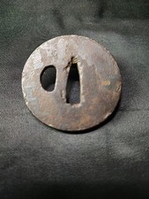 Japanese Edo Iron Tsuba Unsigned Large Nakago Ana 9.4mm Antique picture