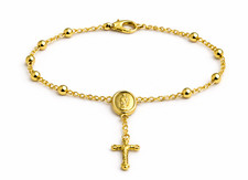 Real Italian 1/200 14K Yellow Gold Oro Overlay Catholic Cross Crucifix  Bracelet picture