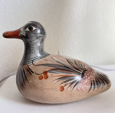 Vintage Tonala MEXICAN HAND PAINTED POTTERY CERAMIC DUCK 7” Long BEAUTIFUL picture