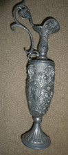 Fancy Vintage 90% Peltrato Pewter 2 Piece Ewer Urn with Cherubs 16