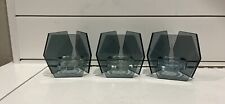 Modern Geometric Smoked Glass Candle Holders Set Of Three picture