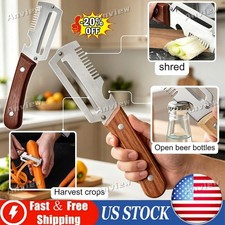 1 pack 3 in 1 Vegetable Peeler with Wooden Handle,Stainless Steel Blade Peeler picture