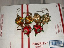 Vintage Handmade Beaded Christmas Ornaments Lot Of 6 picture