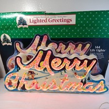 Holiday Glow Merry Christmas Lighted Sign Vintage 1992 22