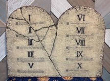 Vintage 10 Commandments Faux Heavy Stone Tablet Plaque United Design Corp  picture