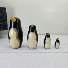 Authentic Models Vintage Wooden Peguin Matryoshka Dolls Set Of 4 picture
