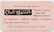 Vtg 1930s-1940s Club Muriel Dance Club Pass Card 1609 Kings Highway Brooklyn NY picture