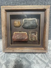 Antique Leather Coin Purse Collection Framed Shadow Box One Mexico Stamped picture