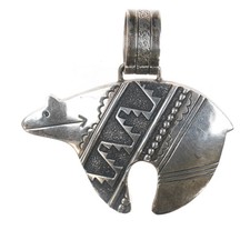 Tommy Singer (1940-2014) Navajo Large Sterling bear pendant picture