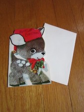 Vintage Children's Christmas Card Paramount Baby Reindeer Gray with Spots Fawn picture