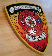 Fire Department Gonzales Volunteer 3D routed wood plaque patch sign Custom  picture