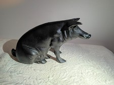 Vintage Cast Iron Sitting Pig Coin Bank 10