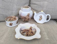 Vintage Bone China Irish Setter Dog Set Sheltonian Staffordshire MacDonald 4pc picture